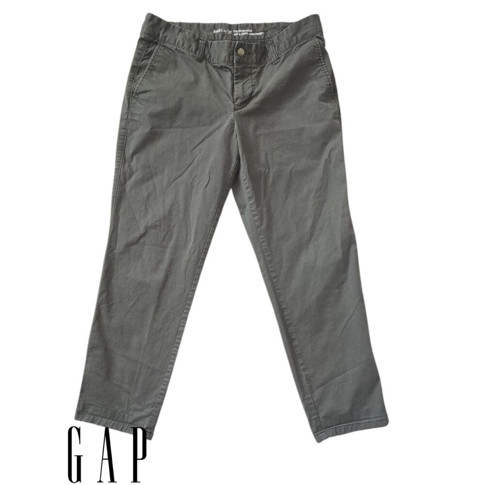 Gap Pants Women 8R Green Douglas Fir Girlfriend Khaki Pant Ankle Mid Rise Casual